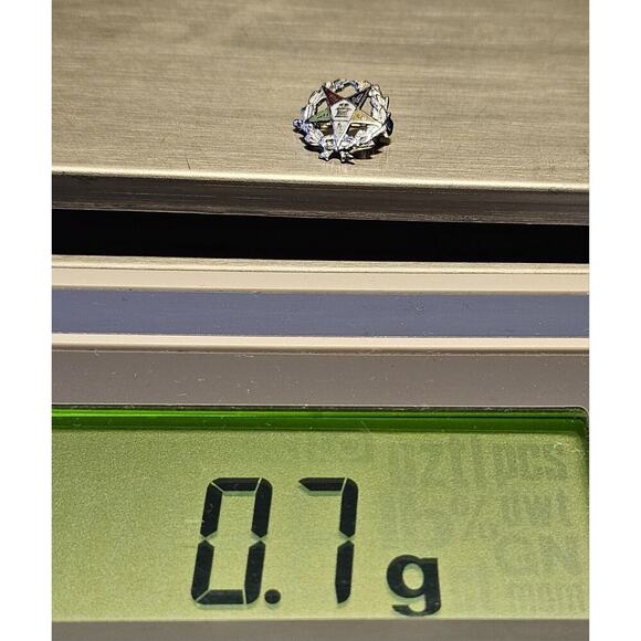 10K White Gold Eastern Star Mini Pin - Picture 4 of 4
